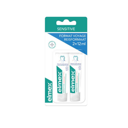 Dentifrice Sensitive Dents Sensibles format voyage, 2x12ml Elmex - Parashop