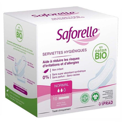 Coton protect serviettes hygiéniques jour boîte de 10 Saforelle - Parashop