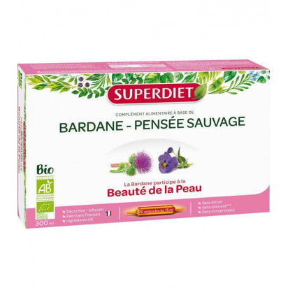 Bardane Pensée Sauvage Bio Beauté de la Peau. Boîte 20 Ampoules