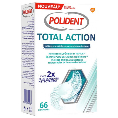 TOTAL ACTION Nettoyant. Bt 66 cps Polident - Parashop