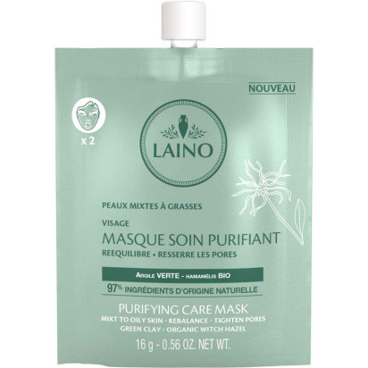 Masque soin purifiant à l'argile verte, 16g Laino - Parashop