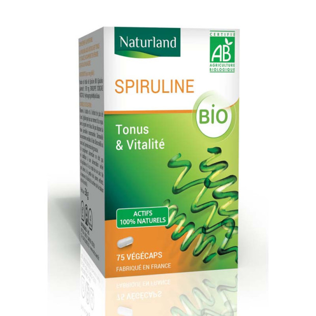 Spiruline bio tonus et vitalité, 75 végécaps Naturland - Parashop