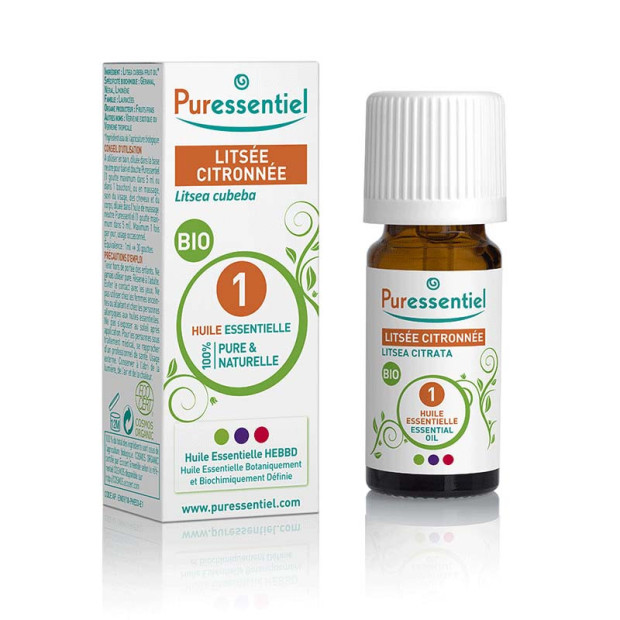 Huile essentielle litsée citronnée bio, 10ml Puressentiel - Parashop