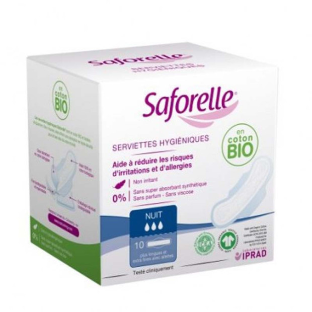 Serviettes Hygiéniques Nuit x10 unités Saforelle - Parashop