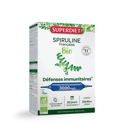 Spiruline Vitalité Bio, 20 ampoules
