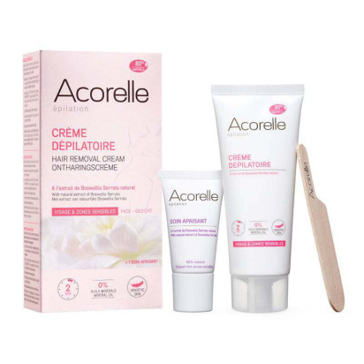 Crème dépilatoire bio visage et zones sensibles, 75ml Acorelle - Parashop