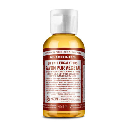 Savon liquide pure végétal eucalyptus, 60ml Dr Bronner'S - Parashop