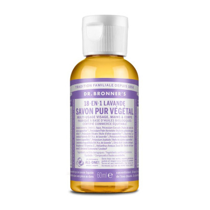 Savon liquide pure végétal lavande, 60ml Dr Bronner'S - Parashop