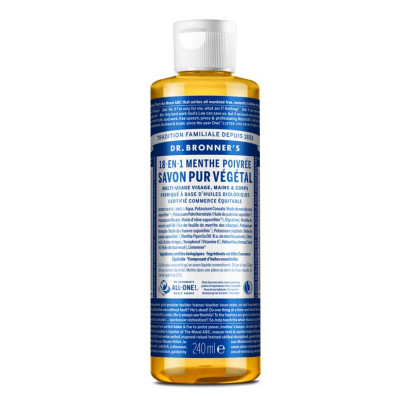 Savon liquide pure végétal menthe, 240ml Dr Bronner'S - Parashop