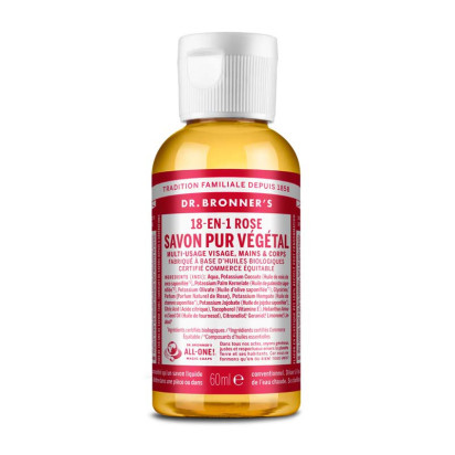 Savon liquide pure végétal rose, 60ml Dr Bronner'S - Parashop