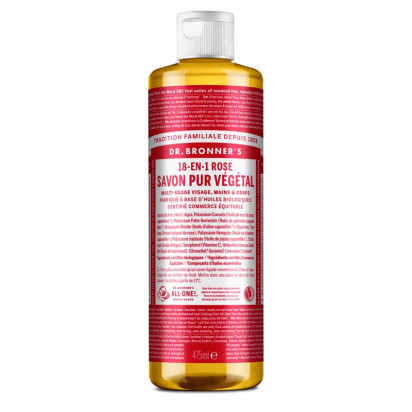 Savon liquide pure végétal rose, 475ml Dr Bronner'S - Parashop