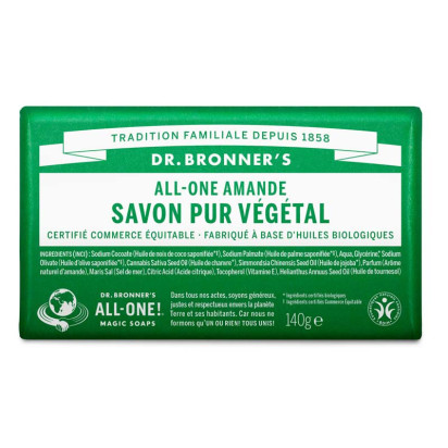 Pain savon pur végétal amande, 140g Dr Bronner'S - Parashop