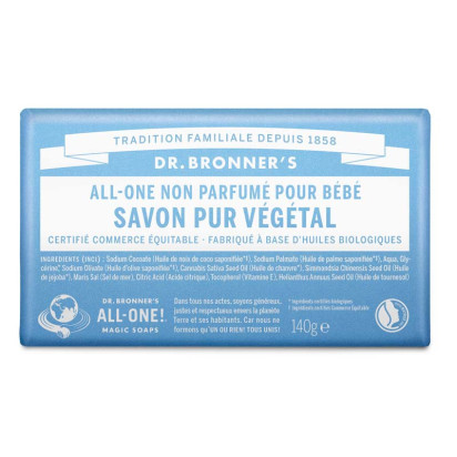 Pain savon pur végétal sans parfum, 140g Dr Bronner'S - Parashop