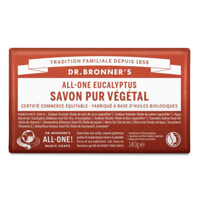 Pain savon pur végétal eucalyptus, 140g Dr Bronner'S - Parashop