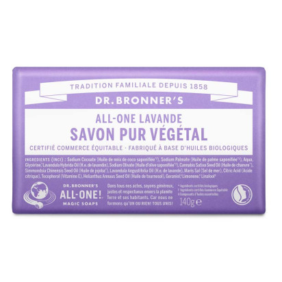 Pain savon pur végétal lavande, 140g Dr Bronner'S - Parashop