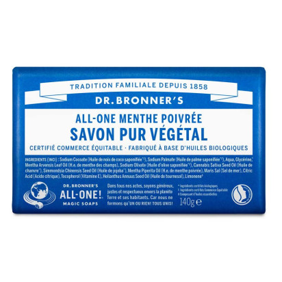 Pain savon pur végétal menthe, 140g Dr Bronner'S - Parashop