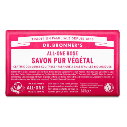 Pain savon pur végétal rose, 140g Dr Bronner'S - Parashop