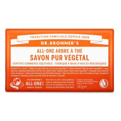 Pain savon pur végétal tea tree, 140g Dr Bronner'S - Parashop