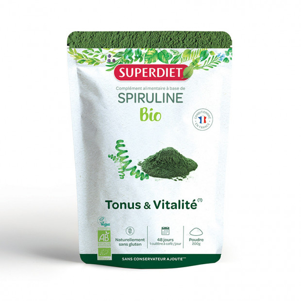 Spiruline poudre bio, 200g Super Diet - Parashop