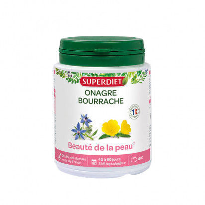 Huiles d'Onagre-Bourrache Beauté de la Peau, 200 capsules Super Diet - Parashop