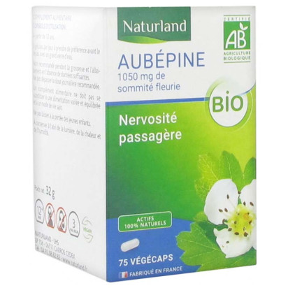 Aubépine bio nervosité passagère, 75 végécaps Naturland - Parashop