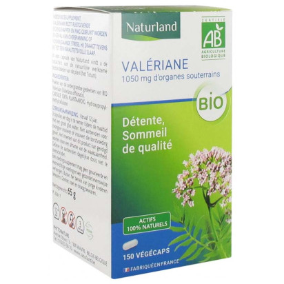 Valériane bio détente sommeil de qualité, 150 végécaps Naturland - Parashop