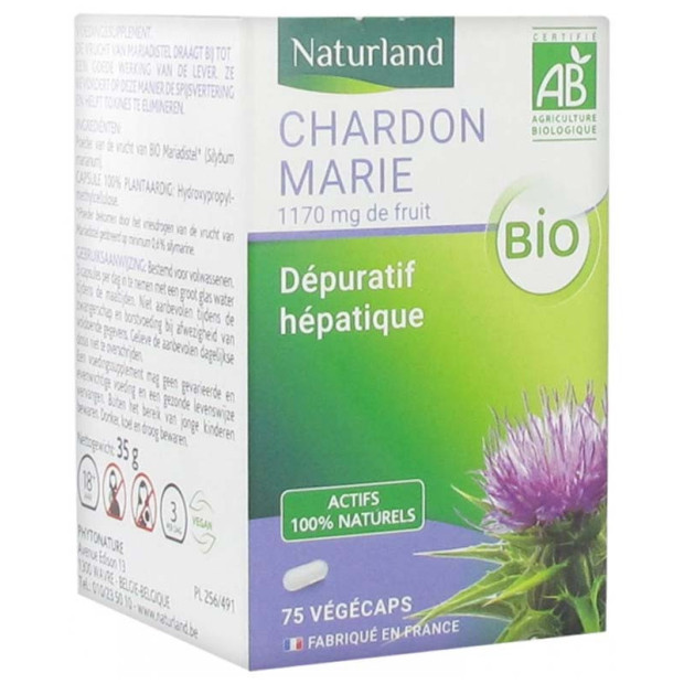 Chardon marie bio dépuratif hépatique, 75 végécaps Naturland - Parashop