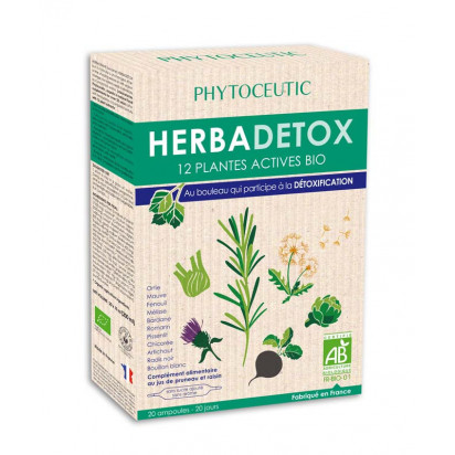 HERBADETOX 12 plantes actives bio, 20 ampoules