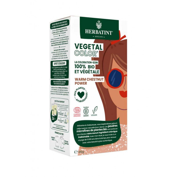 VEGETAL COLOR BIO Coloration : Warm Chestnut Power, 100g Phytoceutic - Parashop