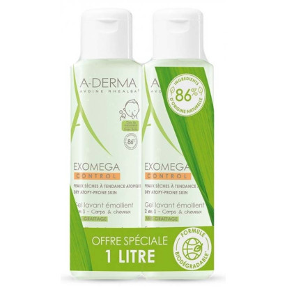 Gel lavant emollient 2en1, 2x500ml