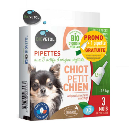 Pipettes chiot, 3x1.5ml Biovetol - Parashop
