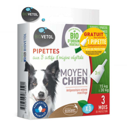 Pipettes moyen chien, 3x3ml Biovetol - Parashop