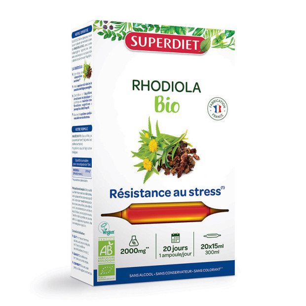 Rhodiola Détente & Sommeil bio, 20 ampoules Super Diet - Parashop