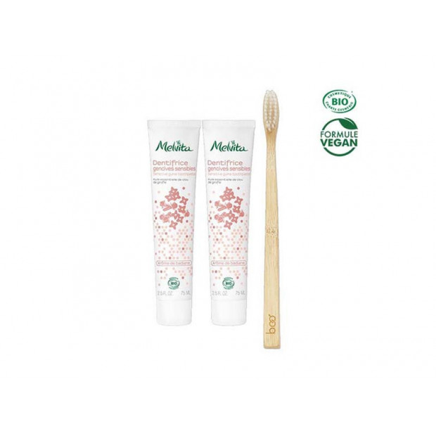 Duo dentifrice gencives sensibles + brosse à dents Melvita - Parashop