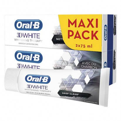 Dentifrice blancheur 3D nettoyage intense charbon, 2x75ml Oral B - Parashop