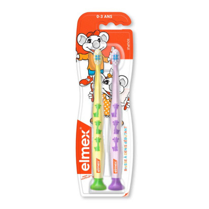 Brosse à dents Anti-Caries Bébé 0-3 ans, x2 Elmex - Parashop