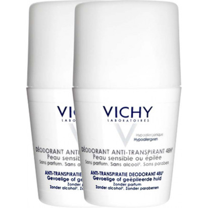Déodorant 48H Peaux Sensibles ou Epilées, Lot de 2 Roll-on 50ml