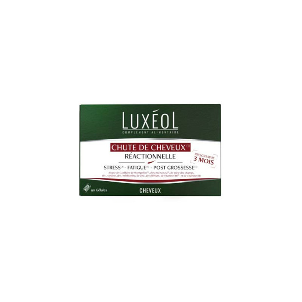 Chute de cheveux réactionnelle, 3 mois - 90 gélules Luxeol - Parashop