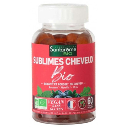 SUBLIMES CHEVEUX BIO Beauté et pousse des cheveux, 60 gummies Santarôme - Parashop