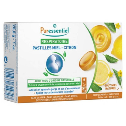 RESPIRATOIRE Pastilles miel-citron, 18 pastilles Puressentiel - Parashop