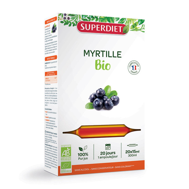 Myrtille bio, 20 ampoules Super Diet - Parashop