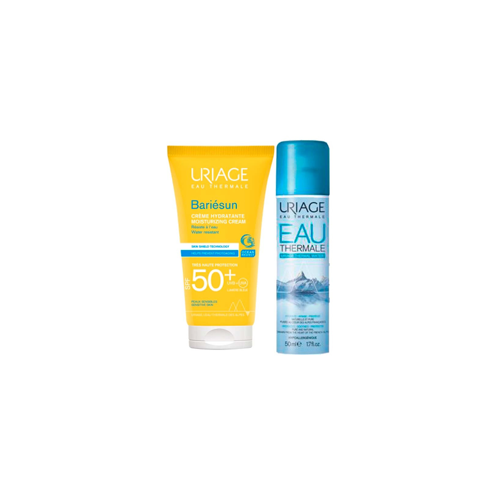 BARIESUN Crème hydratante SPF50 , 50ml   Eau thermale d'Uriage 50ml offert
