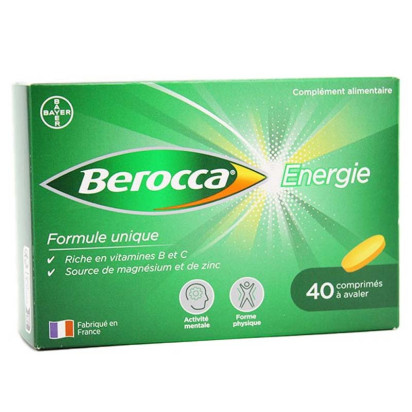 BEROCCA ENERGIE Vitamine B et C, Magnésium et Zinc, 40 comprimés Bayer - Parashop