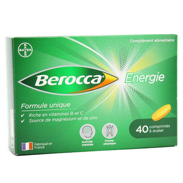 BEROCCA ENERGIE Vitamine B et C, Magnésium et Zinc, 40 comprimés