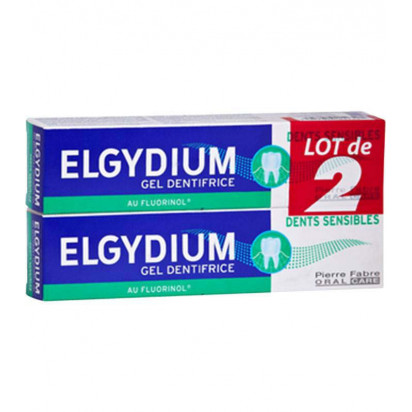 Dents Sensibles Gel Dentifrice au Fluorinol. Lot de 2 Tubes 75ml Elgydium - Parashop