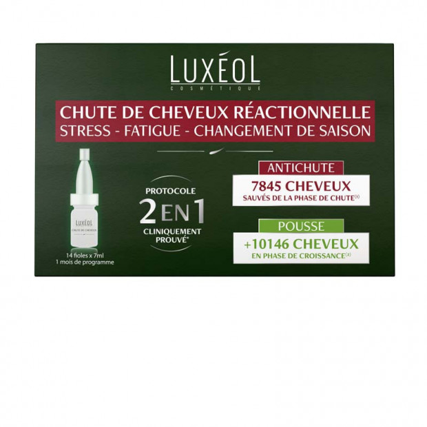 Chute de cheveux réactionnelle protocole 2-en-1, 14x7ml Luxeol - Parashop