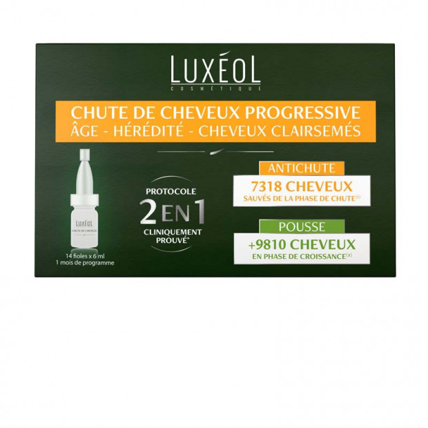 Chute de cheveux progressive protocole 2-en-1, 14x6ml Luxeol - Parashop