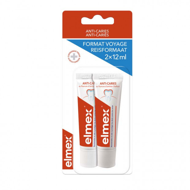 Dentifrices Protection Caries tubes voyage, 2x12ml