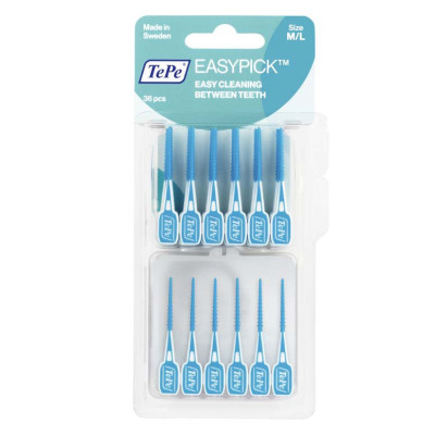 Cure-dents easypick turquoise M/L, x36 Tepe - Parashop