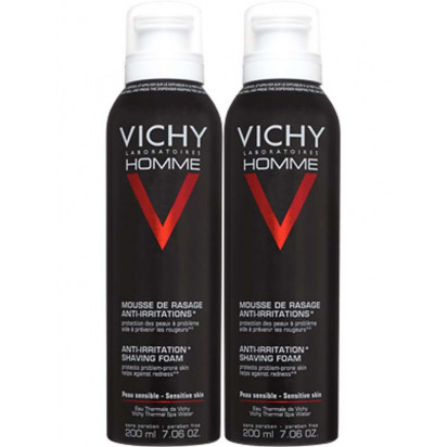 HOMME, Mousse à Raser Anti-Irritations, Lot de 2 Aérosols 200ml Vichy - Parashop